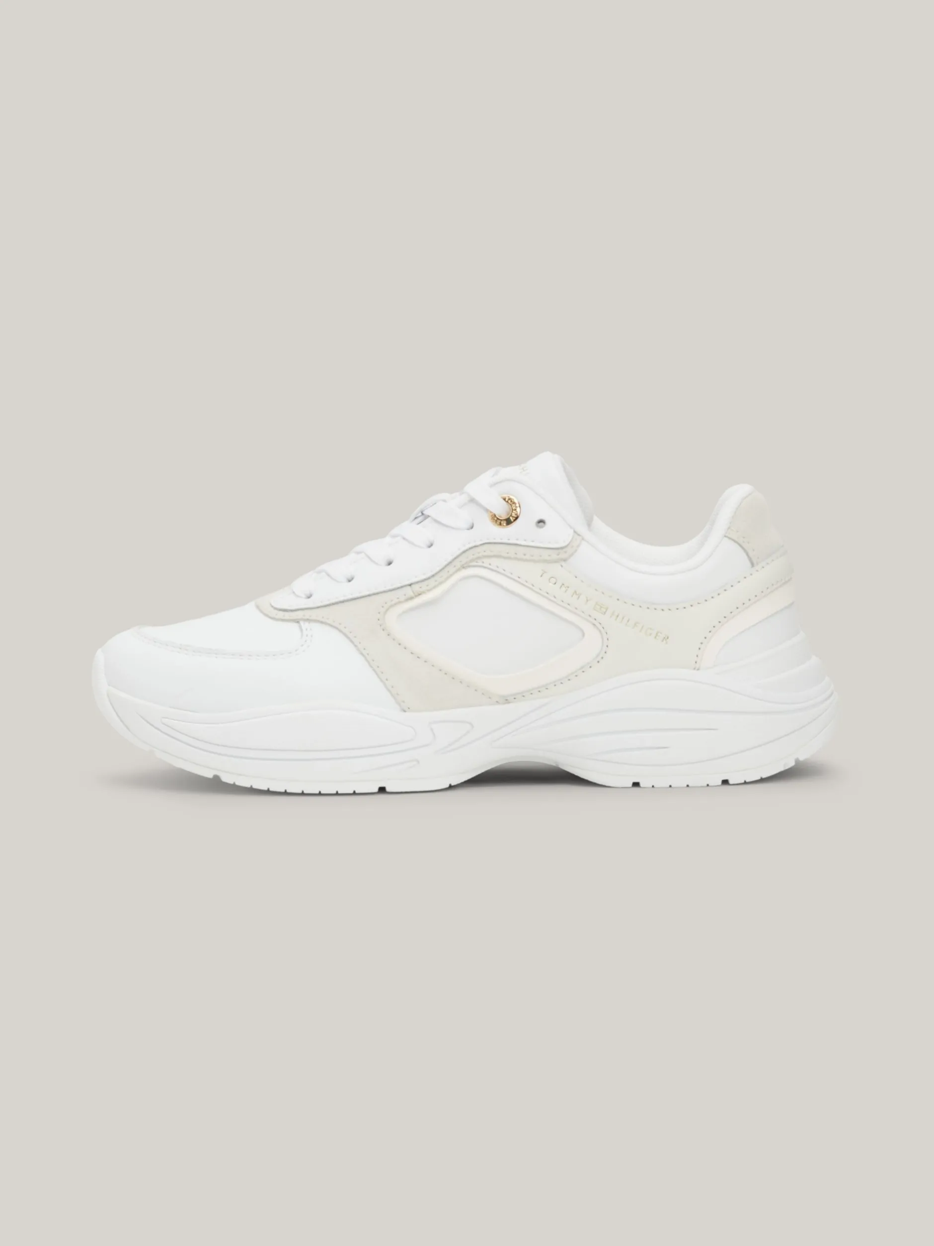 Sneakersy*Tommy Hilfiger Skórzane Buty Sportowe Na Grubej Podeszwie WHITE