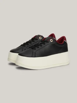 Sneakersy*Tommy Hilfiger Skórzane Buty Sportowe Na Platformie BLACK