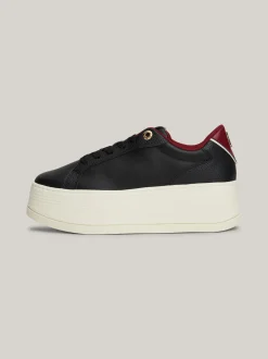 Sneakersy*Tommy Hilfiger Skórzane Buty Sportowe Na Platformie BLACK
