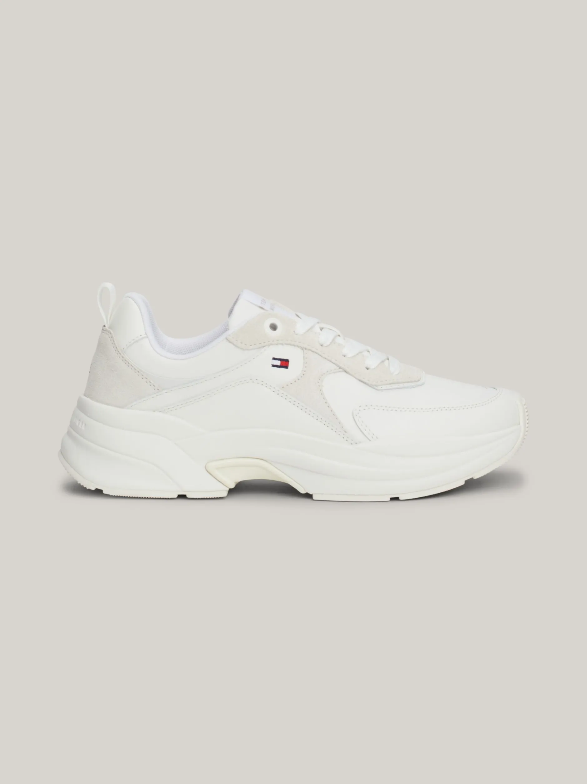 Sneakersy*Tommy Hilfiger Skórzane Buty Sportowe Na Grubej Podeszwie WHITE