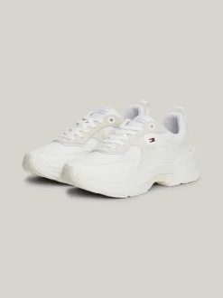 Sneakersy*Tommy Hilfiger Skórzane Buty Sportowe Na Grubej Podeszwie WHITE