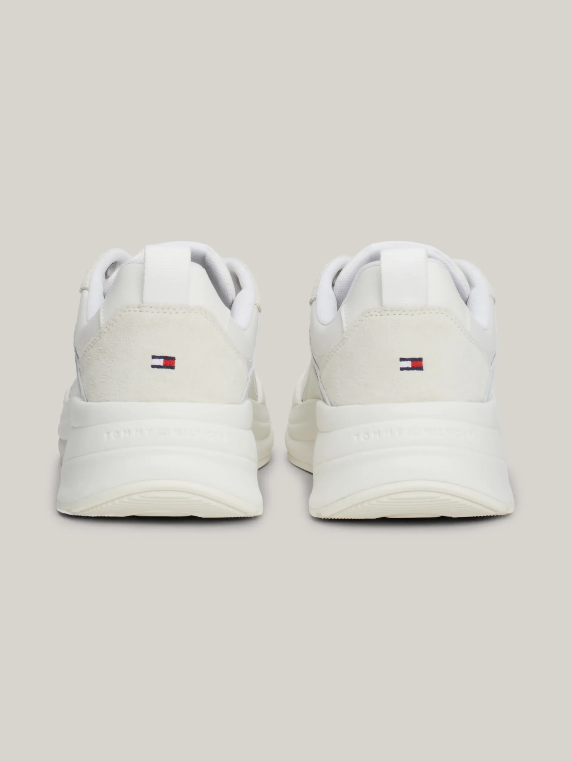 Sneakersy*Tommy Hilfiger Skórzane Buty Sportowe Na Grubej Podeszwie WHITE