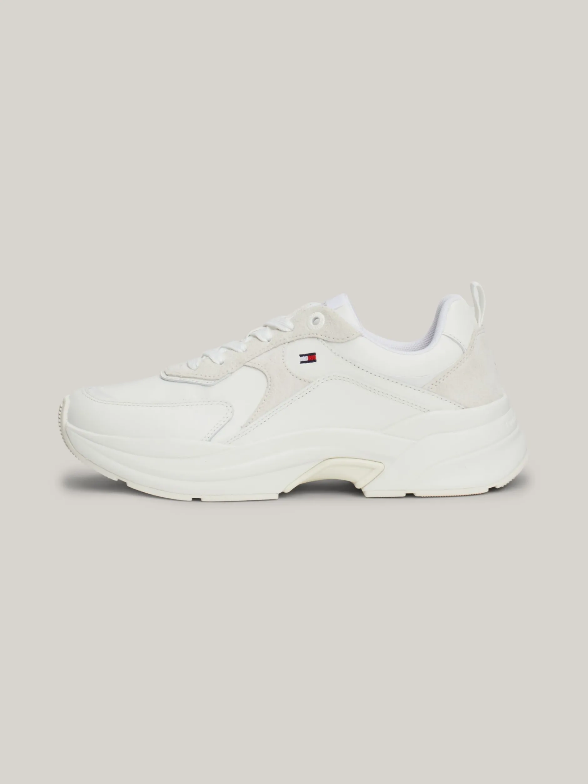 Sneakersy*Tommy Hilfiger Skórzane Buty Sportowe Na Grubej Podeszwie WHITE