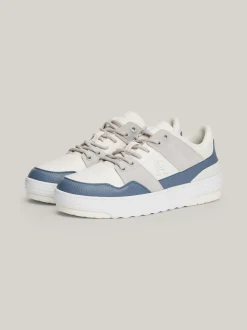 Sneakersy*Tommy Hilfiger Skórzane Buty Sportowe O Mieszanej Fakturze ECRU/ANCIENT WHITE