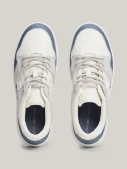 Sneakersy*Tommy Hilfiger Skórzane Buty Sportowe O Mieszanej Fakturze ECRU/ANCIENT WHITE