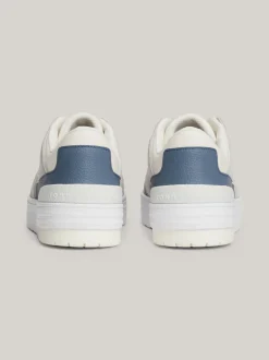 Sneakersy*Tommy Hilfiger Skórzane Buty Sportowe O Mieszanej Fakturze ECRU/ANCIENT WHITE