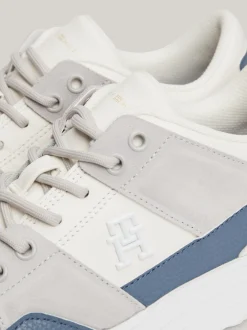 Sneakersy*Tommy Hilfiger Skórzane Buty Sportowe O Mieszanej Fakturze ECRU/ANCIENT WHITE