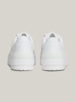 Sneakersy*Tommy Hilfiger Skórzane Buty Sportowe O Mieszanej Fakturze WHITE