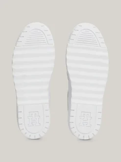Sneakersy*Tommy Hilfiger Skórzane Buty Sportowe O Mieszanej Fakturze WHITE