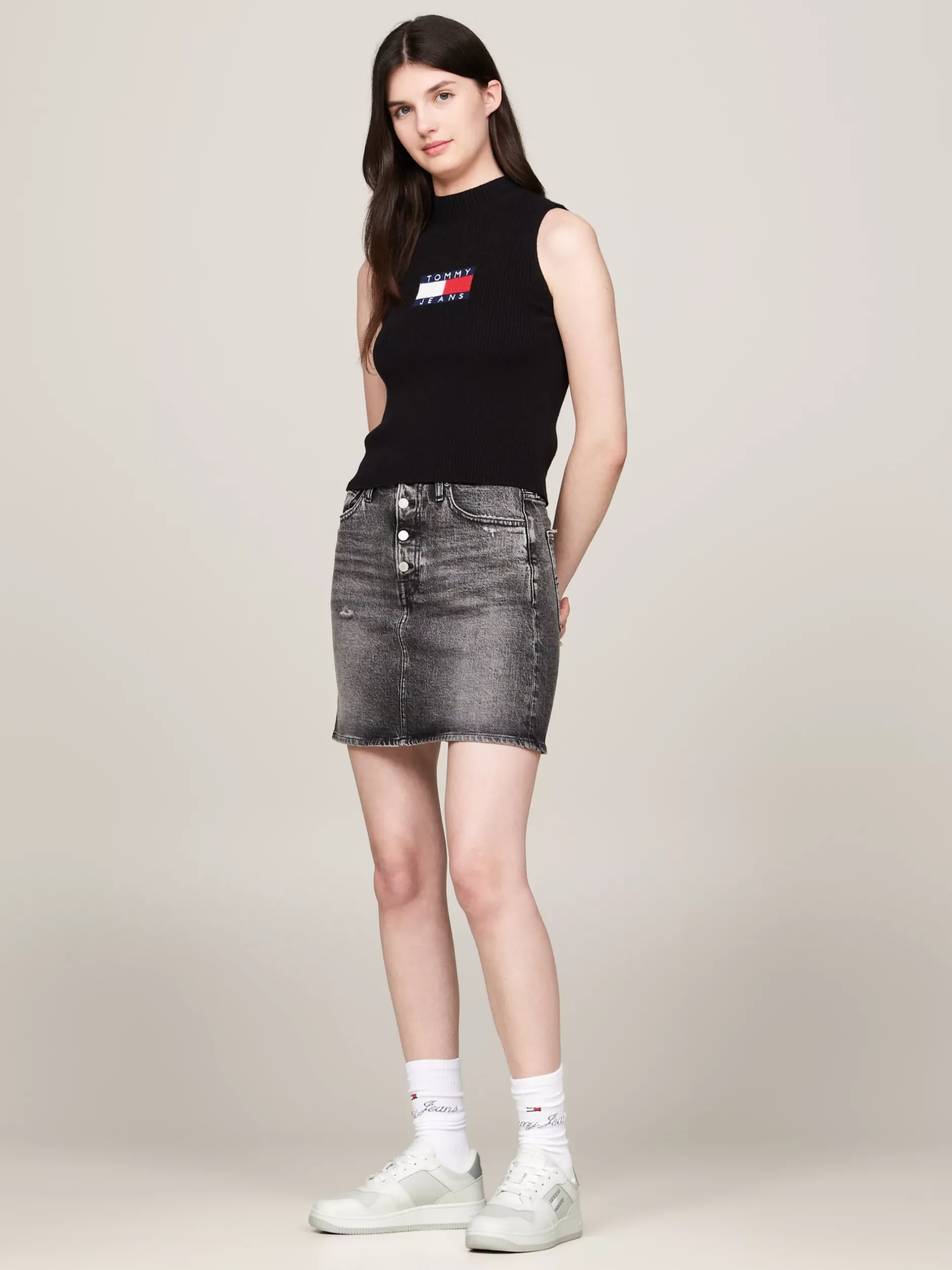 Sneakersy*Tommy Hilfiger Skórzane Buty Sportowe Retro STRATUS GREY