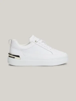 Sneakersy*Tommy Hilfiger Skórzane Buty Sportowe TH Monogram WHITE