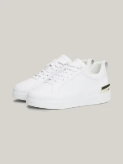 Sneakersy*Tommy Hilfiger Skórzane Buty Sportowe TH Monogram WHITE