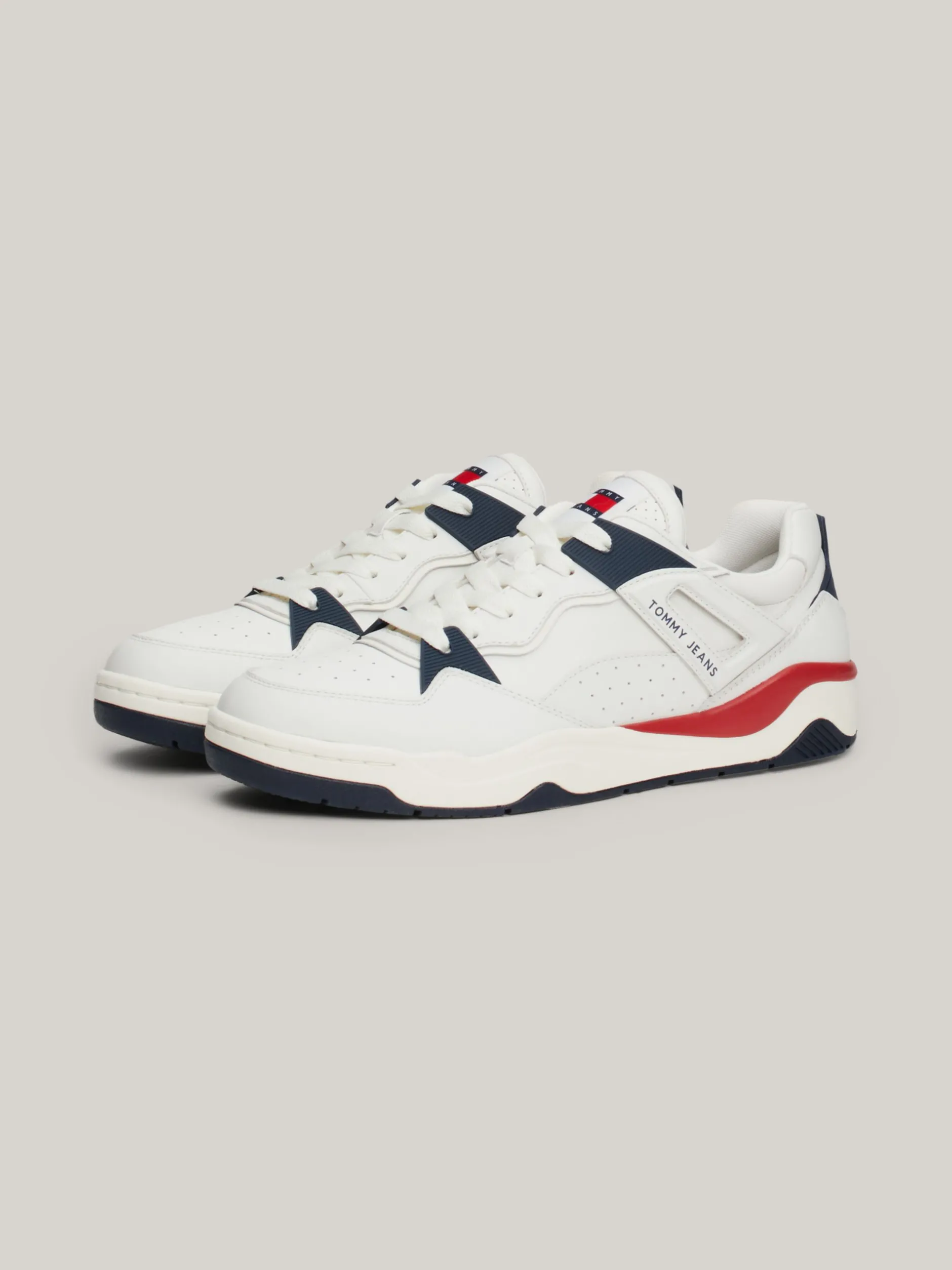 White Trainers|Sneakersy*Tommy Hilfiger Skórzane Buty Sportowe Z Blokami Kolorów RWB