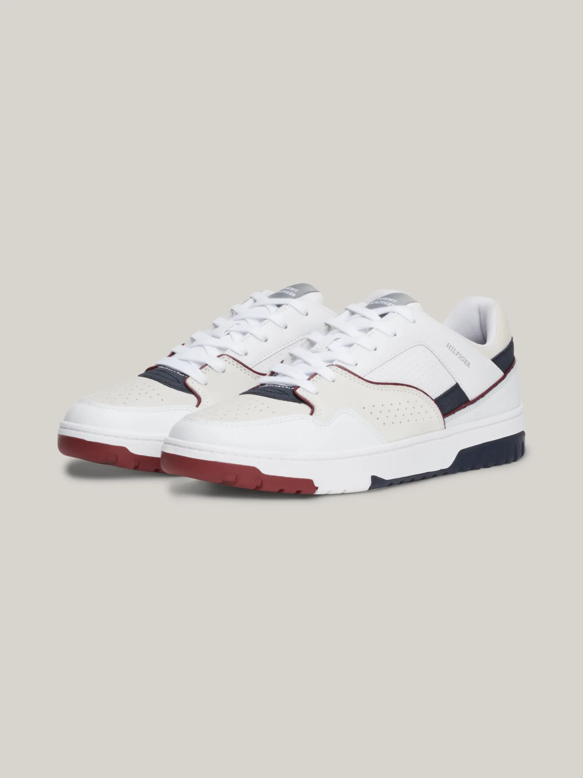 White Trainers|Sneakersy*Tommy Hilfiger Skórzane Buty Sportowe Z Blokami Kolorów WHITE