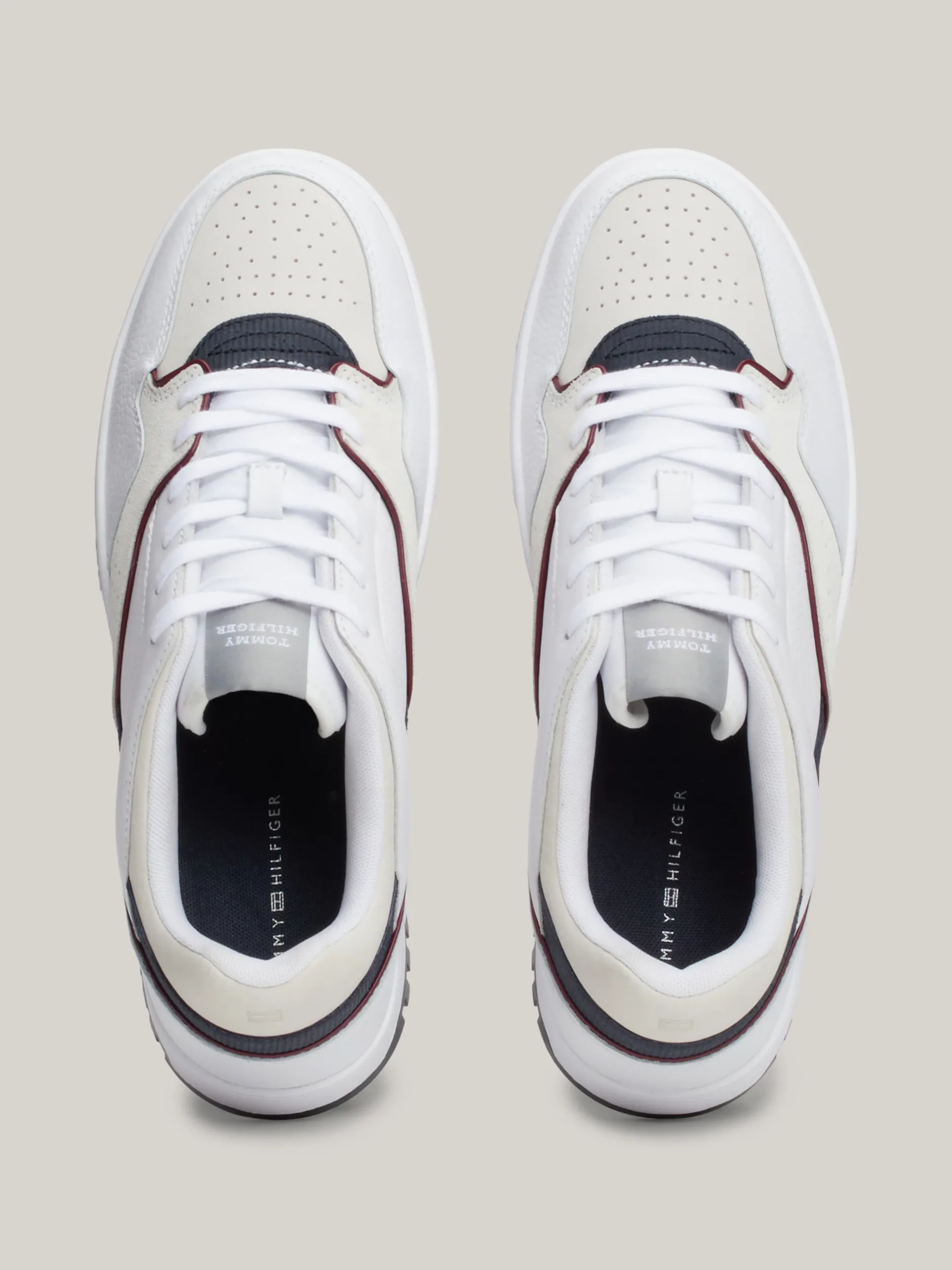 White Trainers|Sneakersy*Tommy Hilfiger Skórzane Buty Sportowe Z Blokami Kolorów WHITE