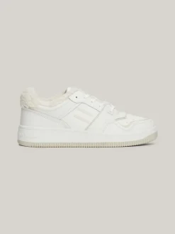 Sneakersy*Tommy Hilfiger Skórzane Buty Sportowe Z Ciepłą Wyściółką ECRU
