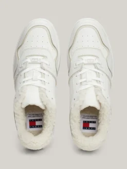 Sneakersy*Tommy Hilfiger Skórzane Buty Sportowe Z Ciepłą Wyściółką ECRU