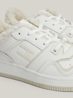 Sneakersy*Tommy Hilfiger Skórzane Buty Sportowe Z Ciepłą Wyściółką ECRU