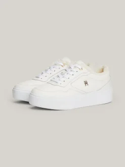 Sneakersy*Tommy Hilfiger Skórzane Buty Sportowe Z Ciepłą Wyściółką ANCIENT WHITE