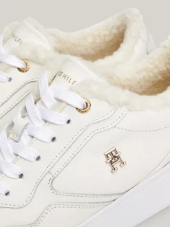 Sneakersy*Tommy Hilfiger Skórzane Buty Sportowe Z Ciepłą Wyściółką ANCIENT WHITE