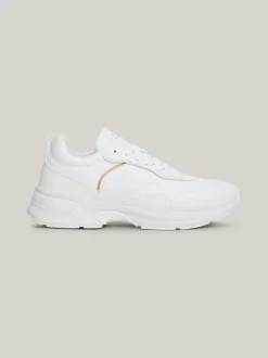 Sneakersy*Tommy Hilfiger Skórzane Buty Sportowe Z Grubą Podeszwą WHITE