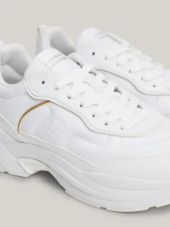 Sneakersy*Tommy Hilfiger Skórzane Buty Sportowe Z Grubą Podeszwą WHITE