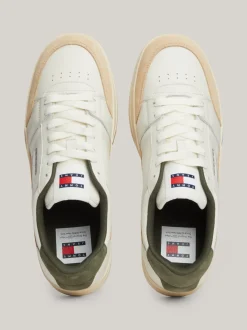 White Trainers|Sneakersy*Tommy Hilfiger Skórzane Buty Sportowe Z Logo W Kolorze Tła IVORY
