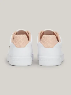 Sneakersy*Tommy Hilfiger Skórzane Buty Sportowe Z Monogramem TH WHITE/PINK BLOOM