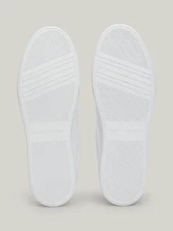 Sneakersy*Tommy Hilfiger Skórzane Buty Sportowe Z Monogramem TH WHITE/PINK BLOOM
