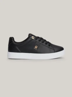 Sneakersy*Tommy Hilfiger Skórzane Buty Sportowe Z Monogramem TH BLACK