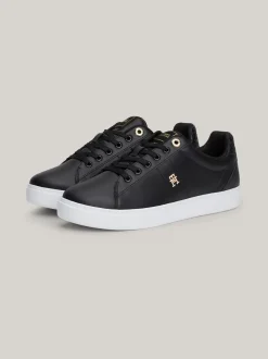 Sneakersy*Tommy Hilfiger Skórzane Buty Sportowe Z Monogramem TH BLACK