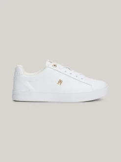 Sneakersy*Tommy Hilfiger Skórzane Buty Sportowe Z Monogramem TH WHITE