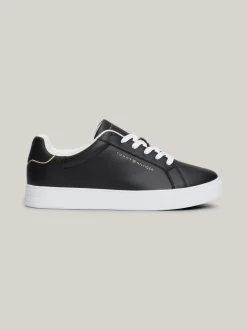 Sneakersy*Tommy Hilfiger Skórzane Buty Sportowe Z Metalicznym Logo BLACK