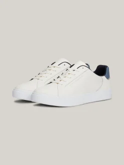Sneakersy*Tommy Hilfiger Skórzane Buty Sportowe Z Metalicznym Logo ANCIENT WHITE