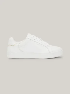 Sneakersy*Tommy Hilfiger Skórzane Buty Sportowe Z Metalicznym Logo WHITE