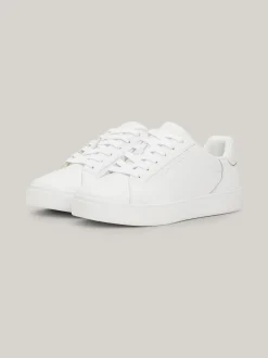 Sneakersy*Tommy Hilfiger Skórzane Buty Sportowe Z Metalicznym Logo WHITE