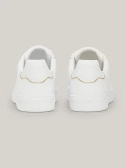 Sneakersy*Tommy Hilfiger Skórzane Buty Sportowe Z Metalicznym Logo WHITE