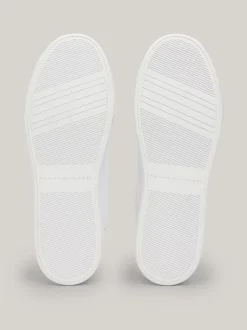 Sneakersy*Tommy Hilfiger Skórzane Buty Sportowe Z Metalicznym Logo WHITE
