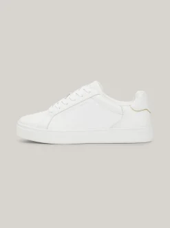 Sneakersy*Tommy Hilfiger Skórzane Buty Sportowe Z Metalicznym Logo WHITE