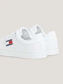 Sneakersy*Tommy Hilfiger Skórzane Buty Sportowe Z Naszywką WHITE