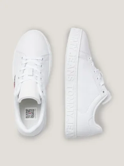 Sneakersy*Tommy Hilfiger Skórzane Buty Sportowe Z Naszywką WHITE