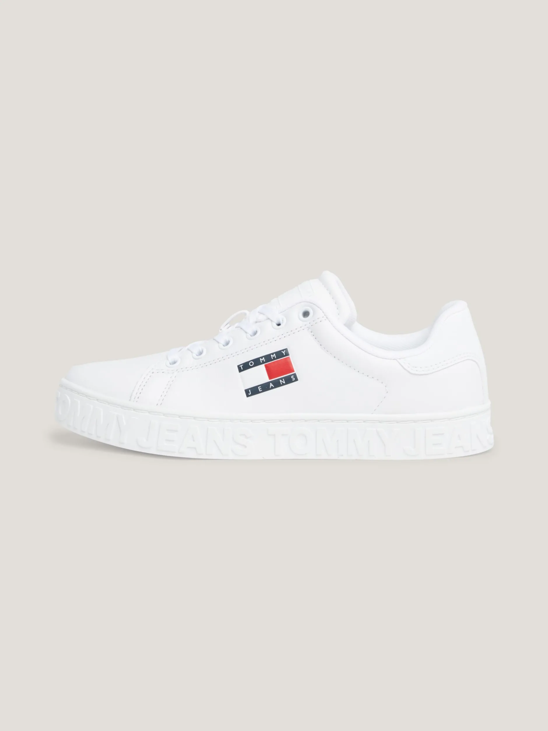 Sneakersy*Tommy Hilfiger Skórzane Buty Sportowe Z Naszywką WHITE