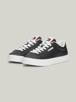Sneakersy*Tommy Hilfiger Skórzane Buty Sportowe Z Podeszwą Cupsole BLACK