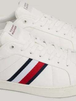 White Trainers|Sneakersy*Tommy Hilfiger Skórzane Buty Sportowe Z Sygnowaną Taśmą ANCIENT WHITE/ROUGE