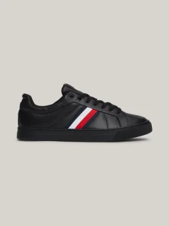 Sneakersy*Tommy Hilfiger Skórzane Buty Sportowe Z Sygnowaną Taśmą BLACK