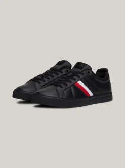 Sneakersy*Tommy Hilfiger Skórzane Buty Sportowe Z Sygnowaną Taśmą BLACK