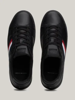 Sneakersy*Tommy Hilfiger Skórzane Buty Sportowe Z Sygnowaną Taśmą BLACK