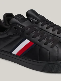 Sneakersy*Tommy Hilfiger Skórzane Buty Sportowe Z Sygnowaną Taśmą BLACK