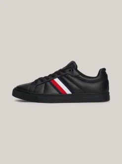 Sneakersy*Tommy Hilfiger Skórzane Buty Sportowe Z Sygnowaną Taśmą BLACK