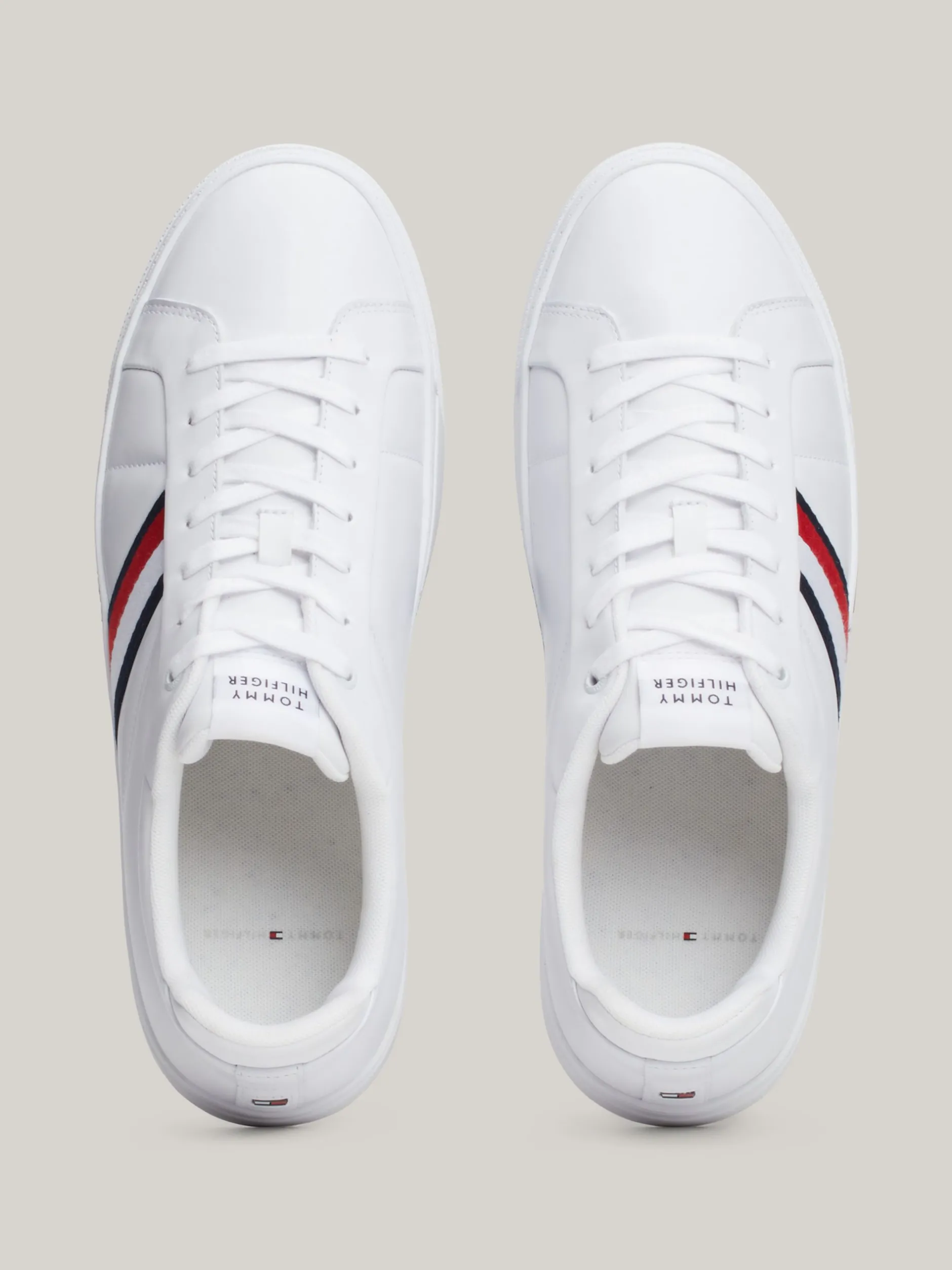 White Trainers|Sneakersy*Tommy Hilfiger Skórzane Buty Sportowe Z Sygnowaną Taśmą WHITE